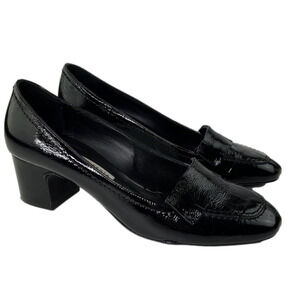 Roberto Festa for David's Black Patent Leather Heeled Loafer  Shoe